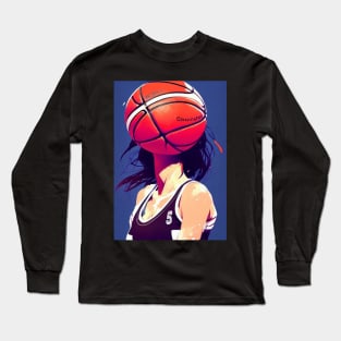 Young Woman Dribbling Basketball Long Sleeve T-Shirt